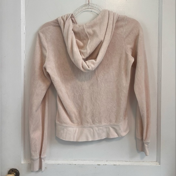 Juicy Couture VTG 90s y2k Light Pink Velour Classic Hoodie Jacket RARE Size M - Picture 5 of 5